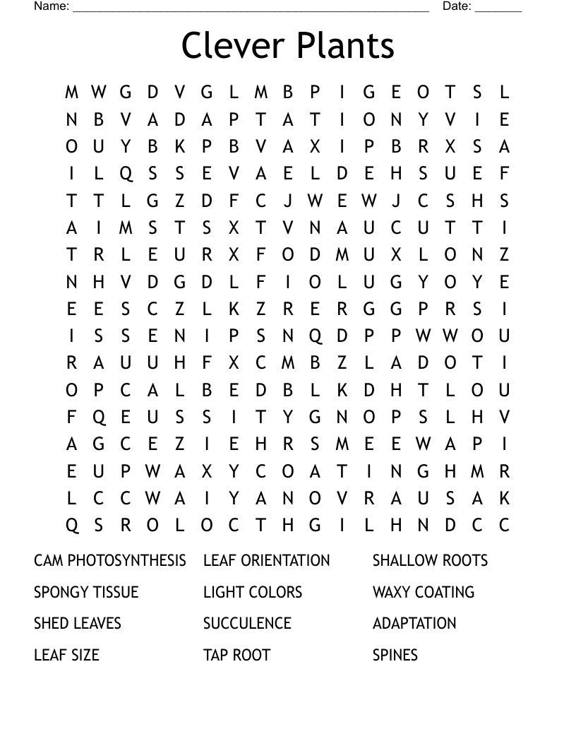 Clever Plants Word Search