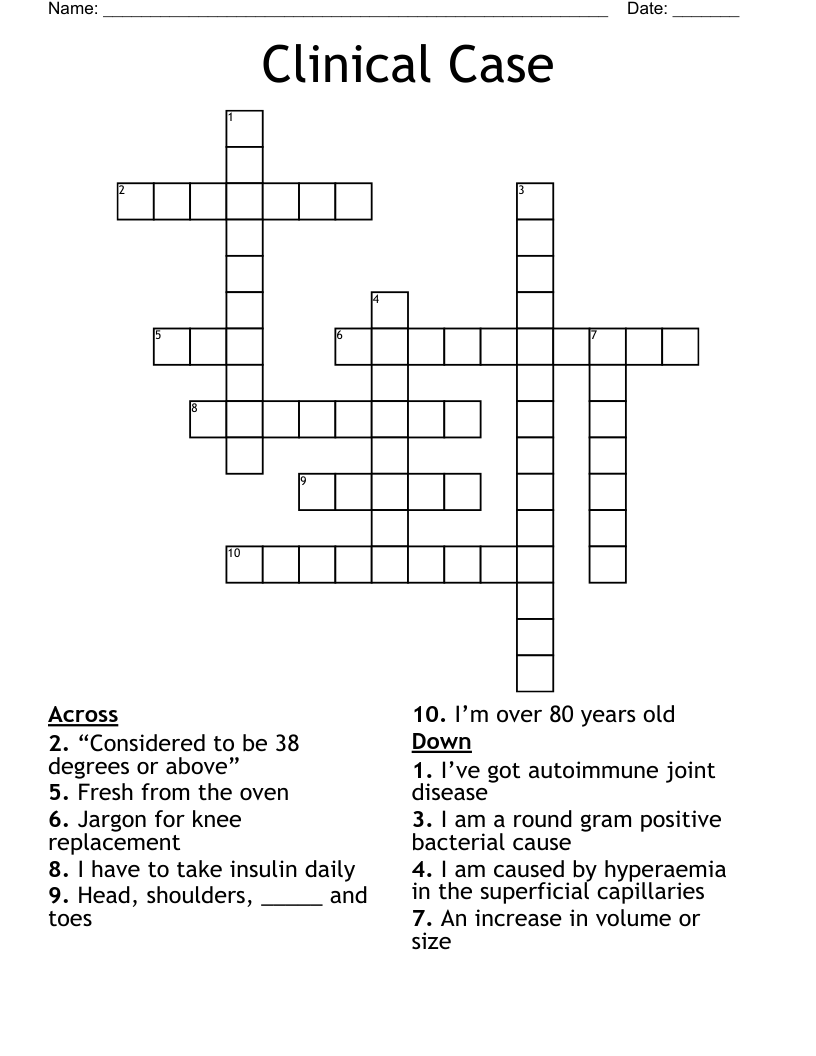 Clinical Case  Crossword