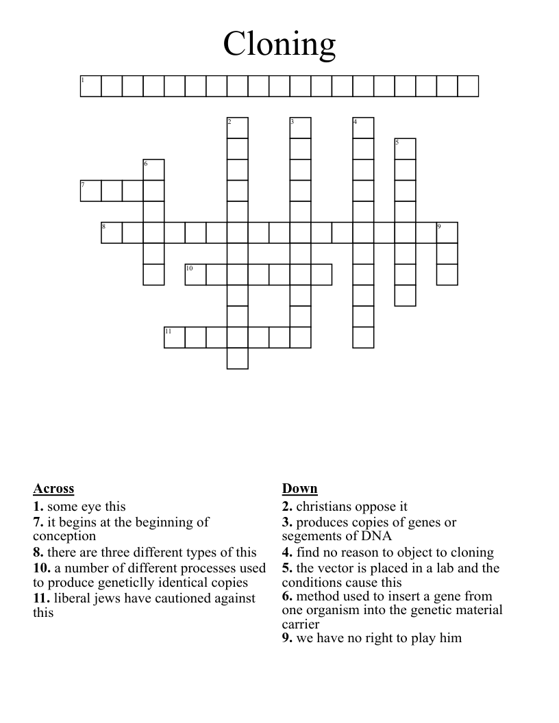 Cloning Crossword