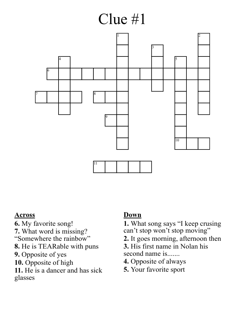 Clue #1 Crossword