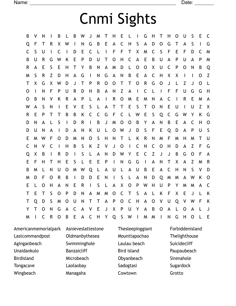 Cnmi Sights Word Search