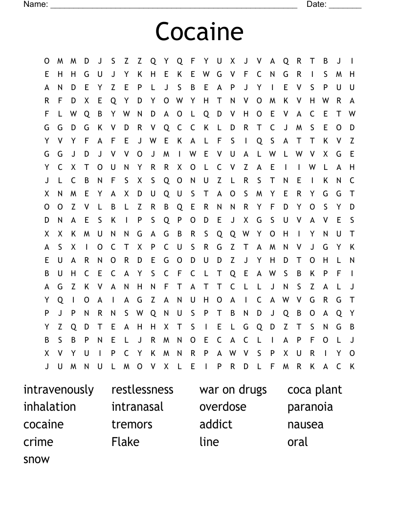 Cocaine  Word Search