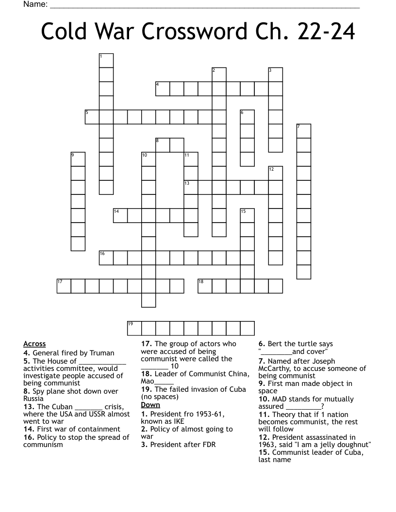 Cold War Crossword Ch 22 24 WordMint