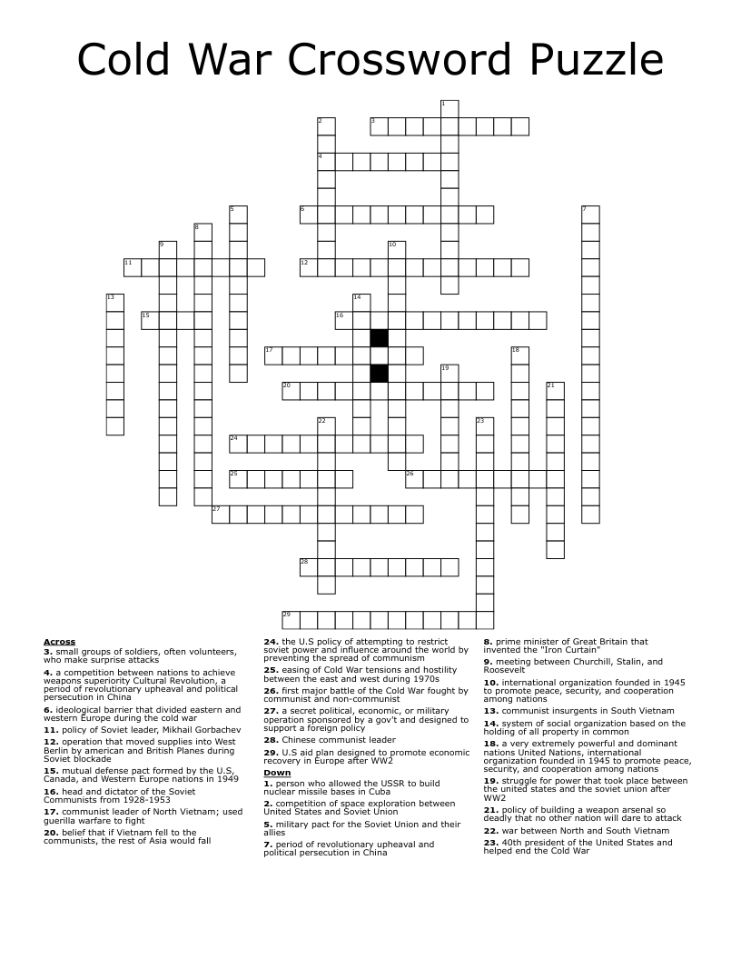 Cold War Crossword Puzzle Answers Colmeiaesncantada