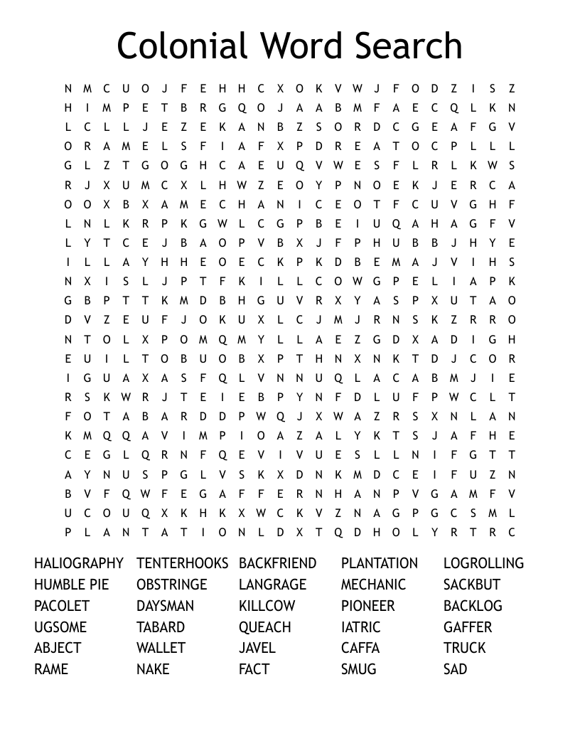 Colonial Word Search