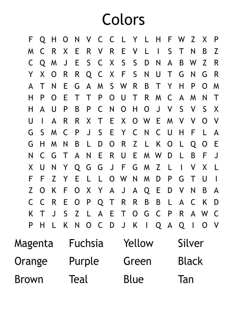 Colors Word Search