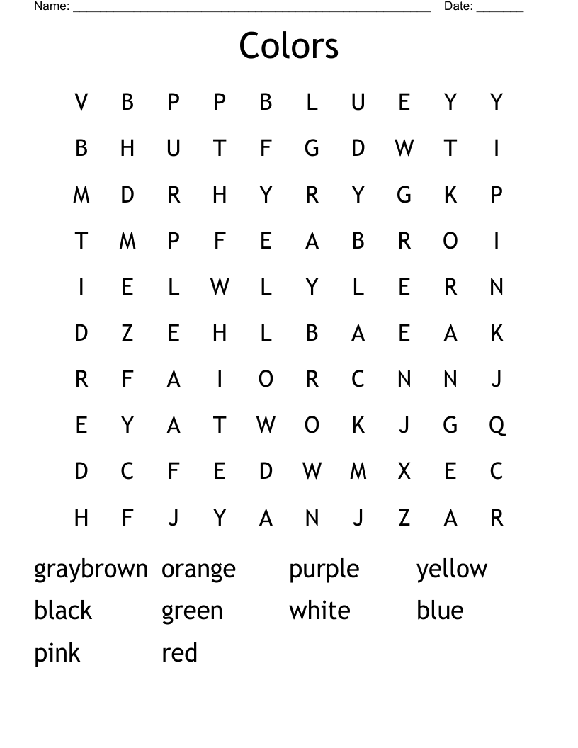 Colors Word Search