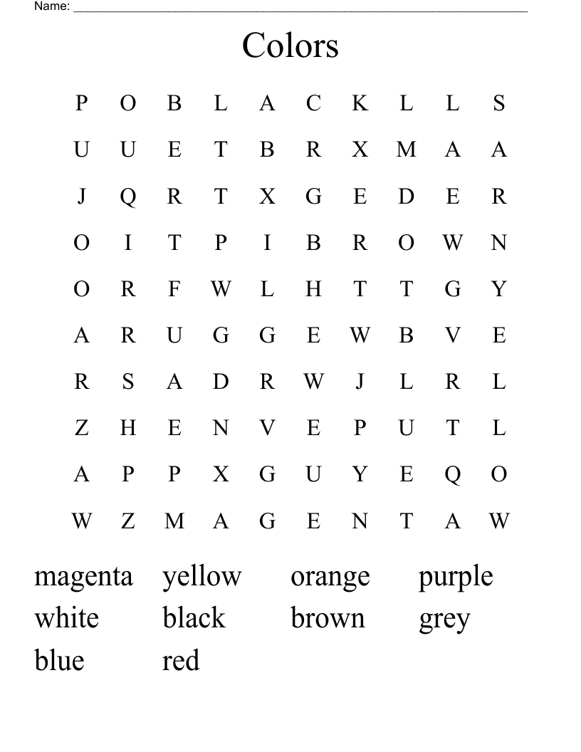 Colors  Word Search