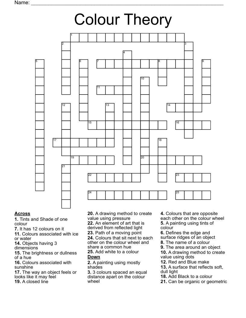 Colour Theory Crossword WordMint