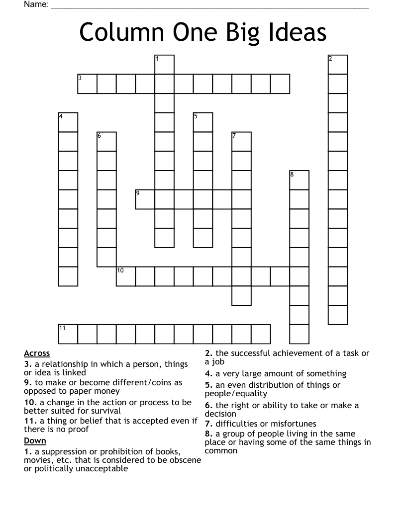 Column One Big Ideas Crossword