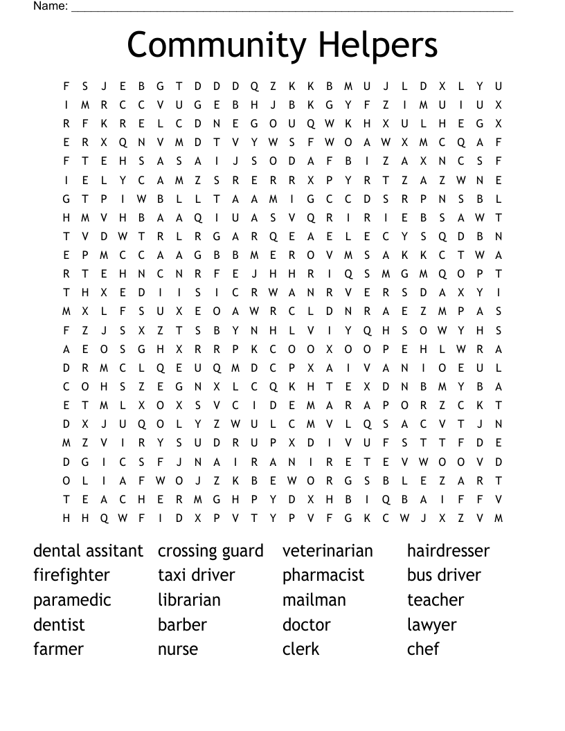 Community Helpers Word Search WordMint