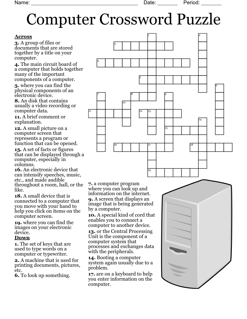 Computer Basics Crossword Puzzle 7 Ift Ideas Teaching Computers 