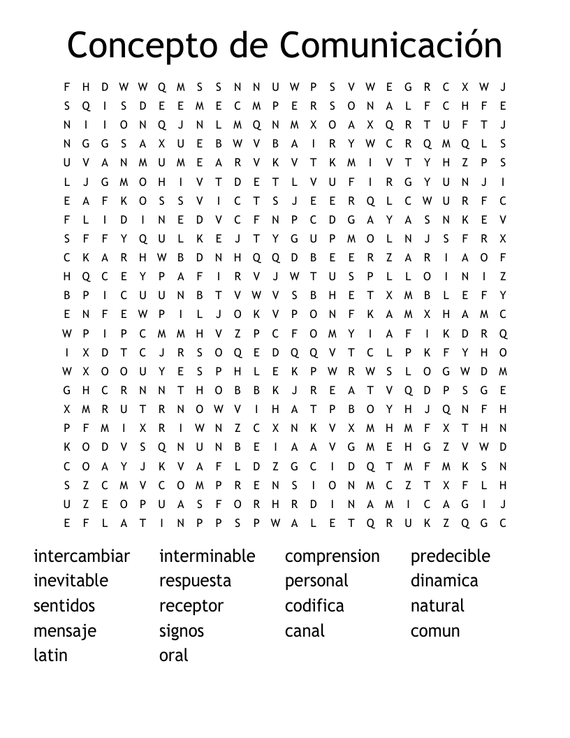 Concepto de Comunicación Word Search