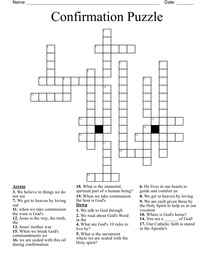 Confirmation Puzzle Crossword WordMint