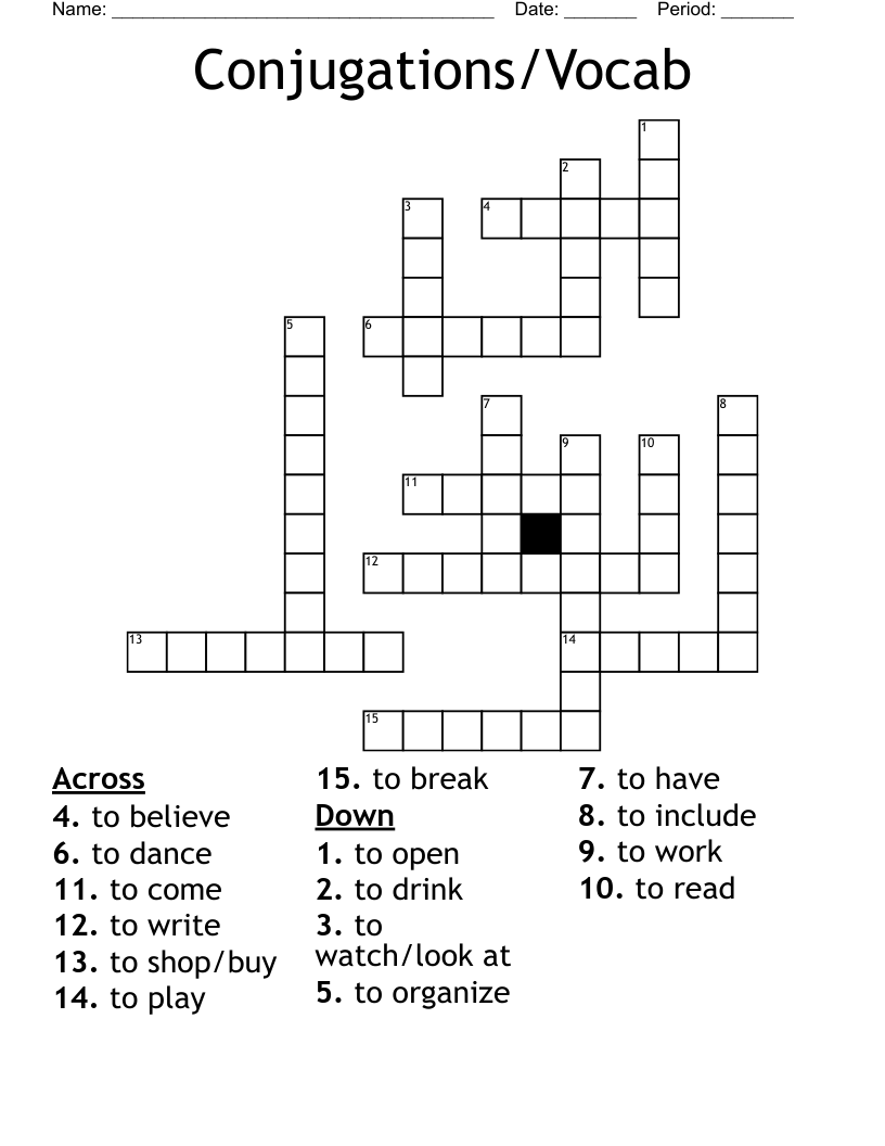 Conjugations/Vocab Crossword