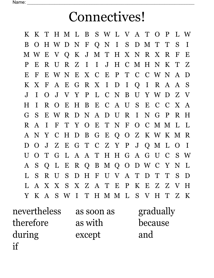 Connectives! Word Search
