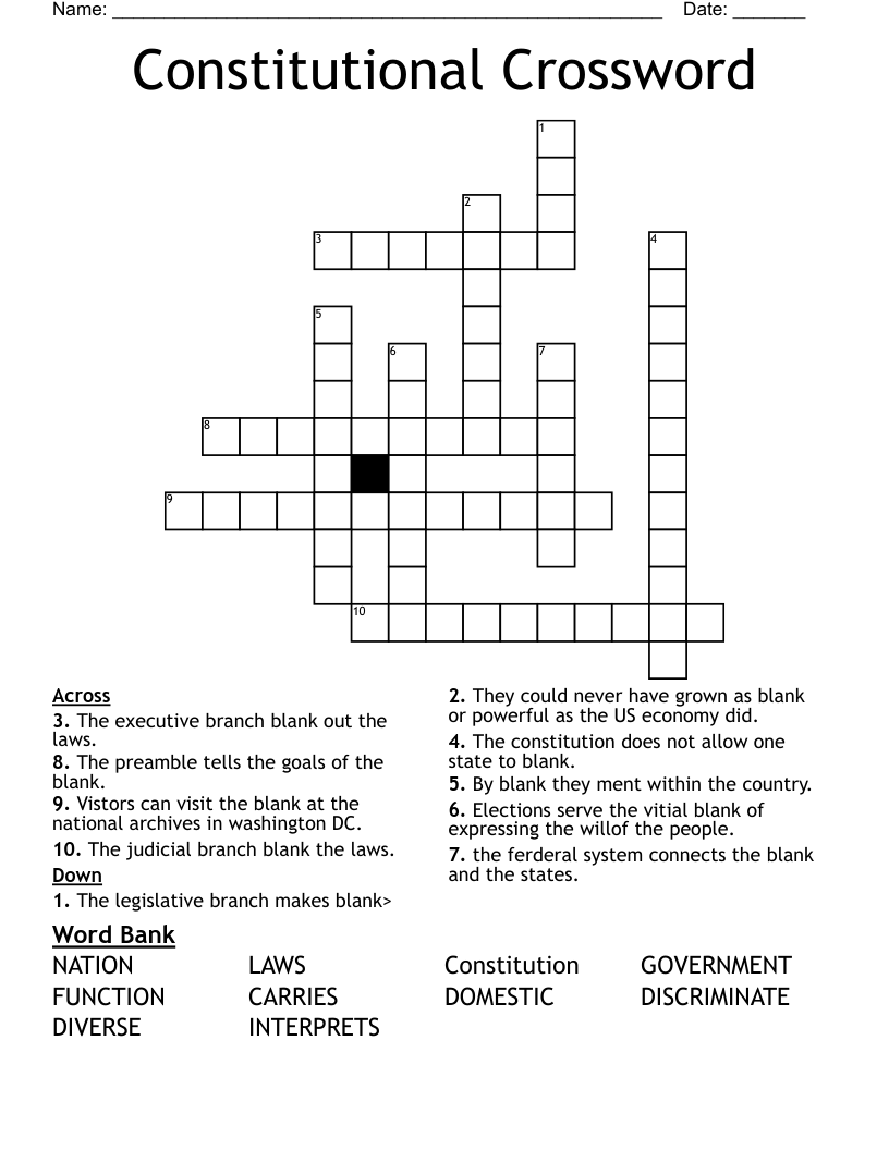 Constitutional Crossword WordMint