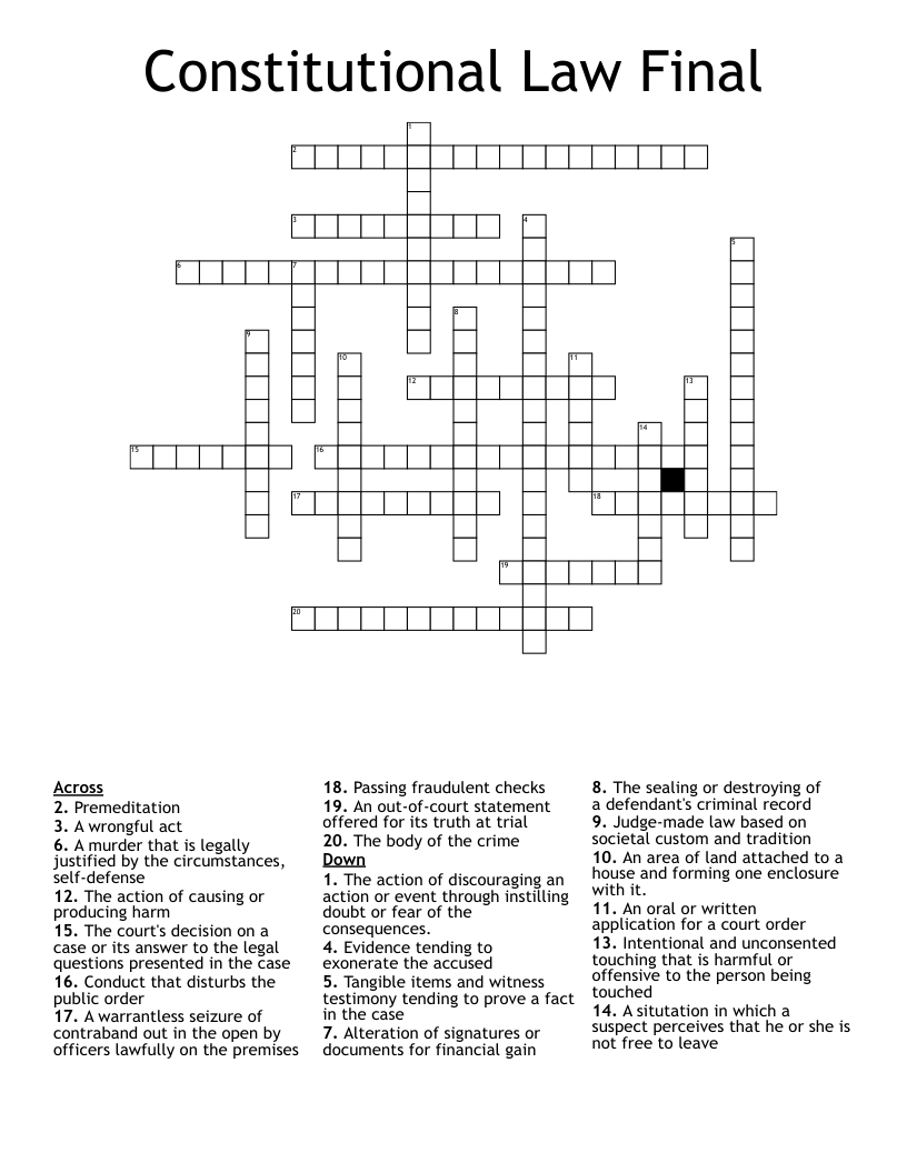 Constitutional Law Final Crossword