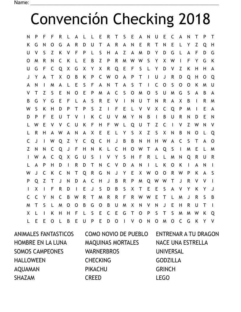 Convención Checking 2018 Word Search