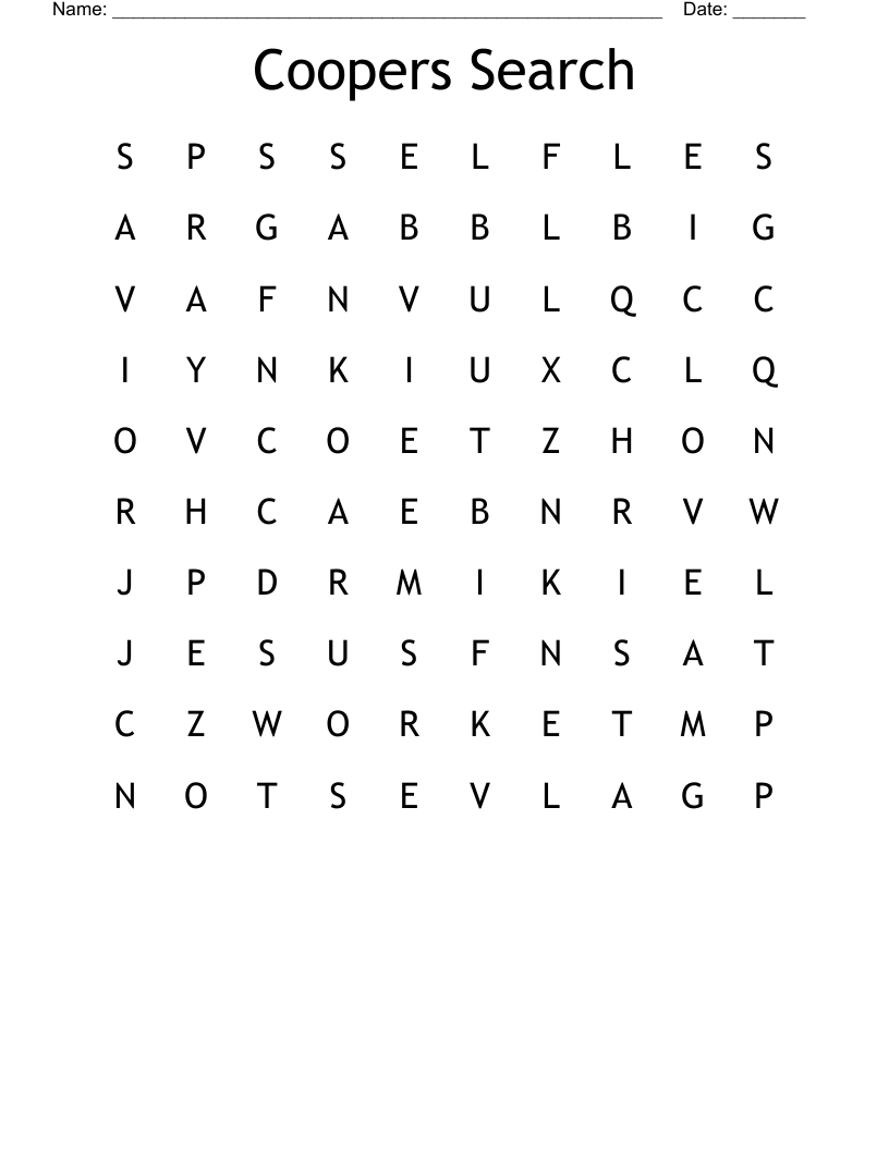 Coopers Search Word Search