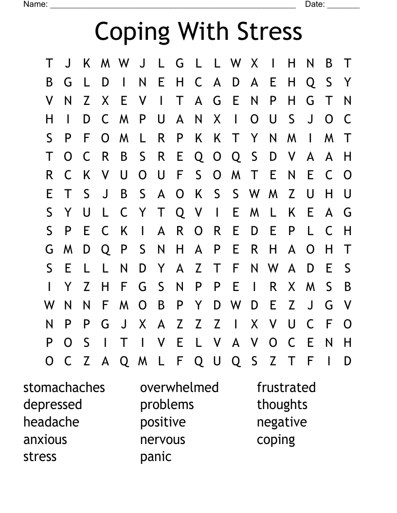 Coping With Stress Word Search
