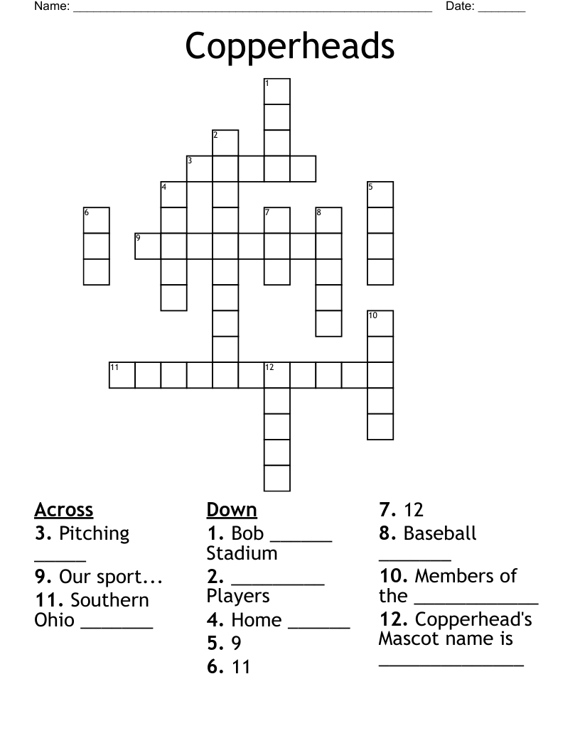 Copperheads Crossword