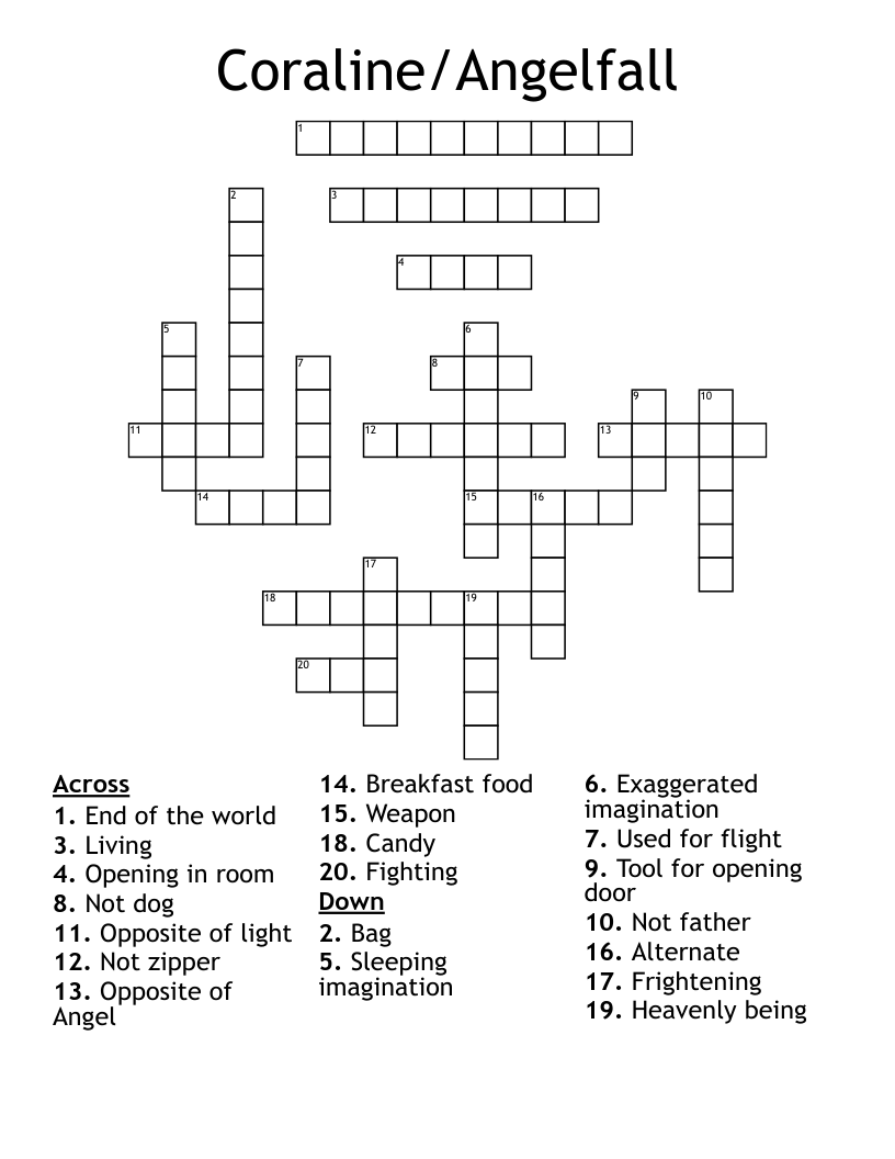 Coraline/Angelfall Crossword