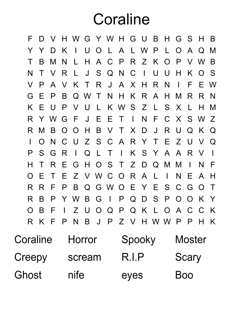 Coraline Word Search
