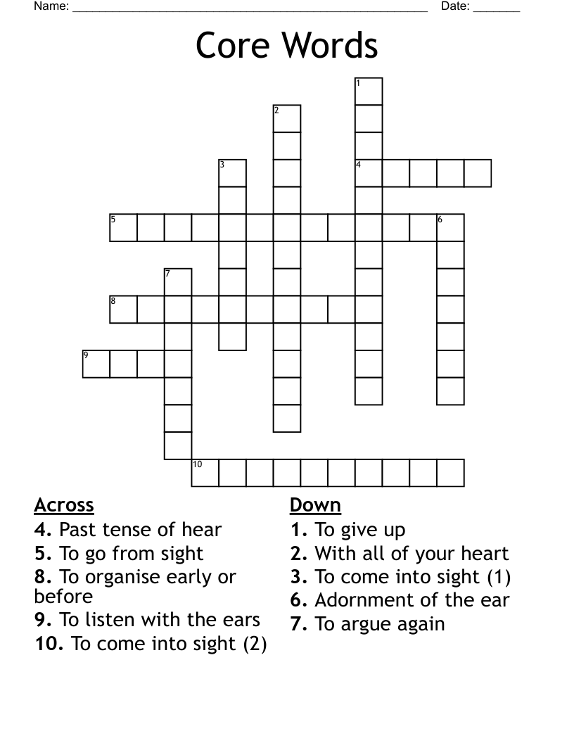 Core Words Crossword