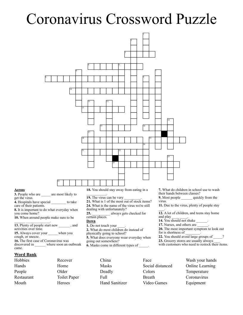 Coronavirus Crossword Puzzle