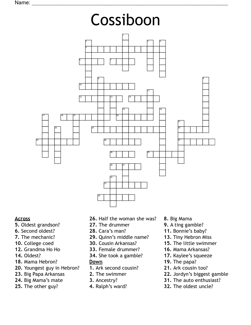 Cossiboon Crossword