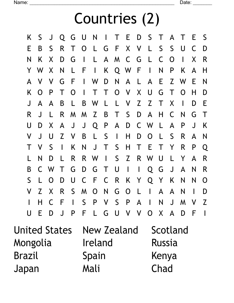 Countries (2) Word Search