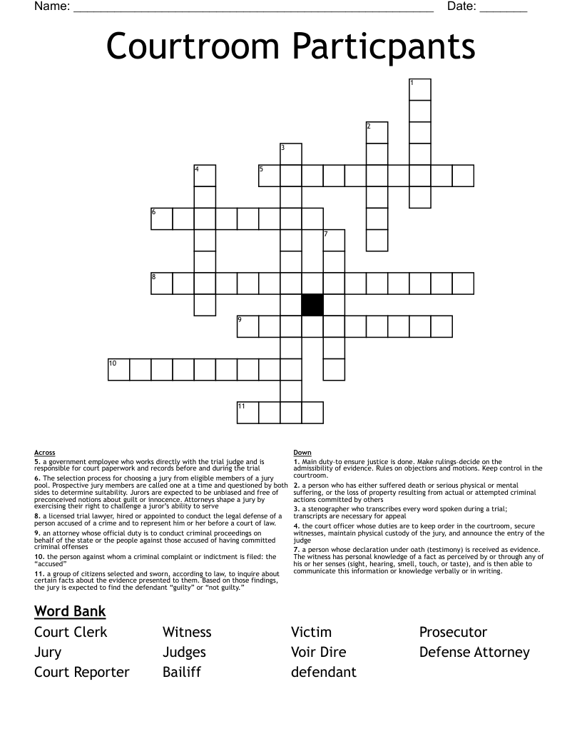 Courtroom Hotshot Crossword