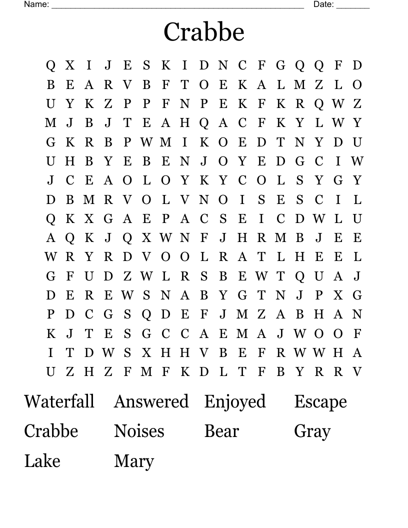Crabbe  Word Search