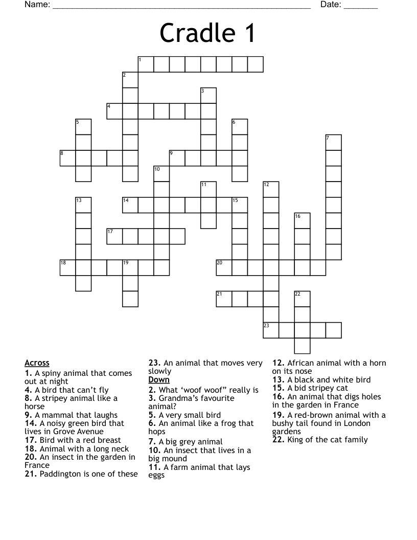 Cradle 1 Crossword WordMint