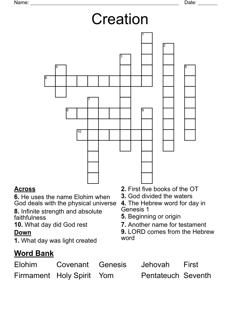 Creation Crossword WordMint