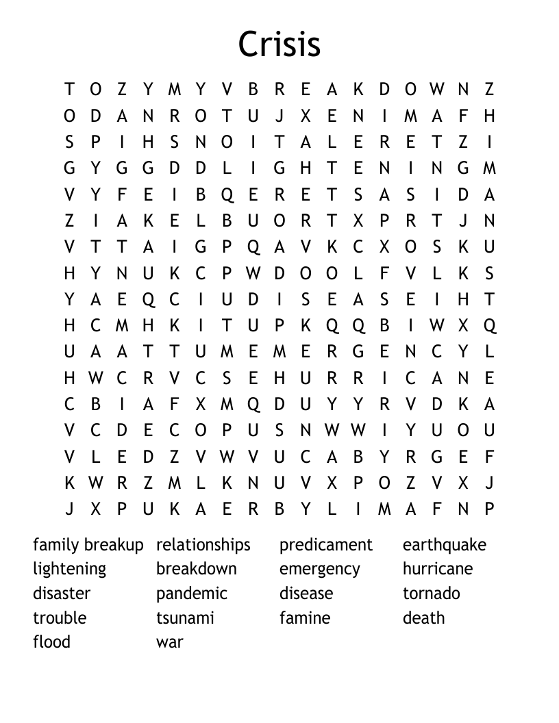Crisis Word Search