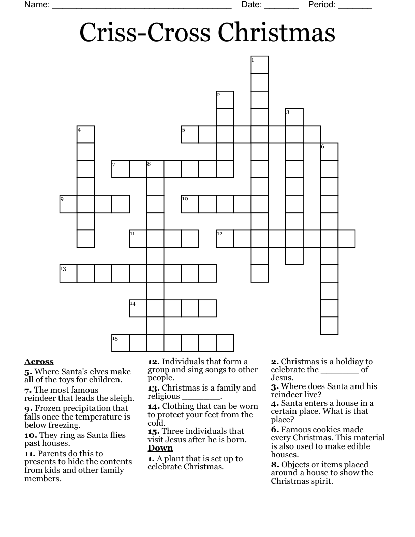 Criss-Cross Christmas Crossword
