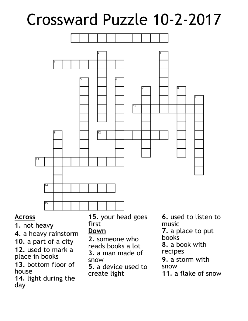 Crossward Puzzle 10-2-2017 Crossword