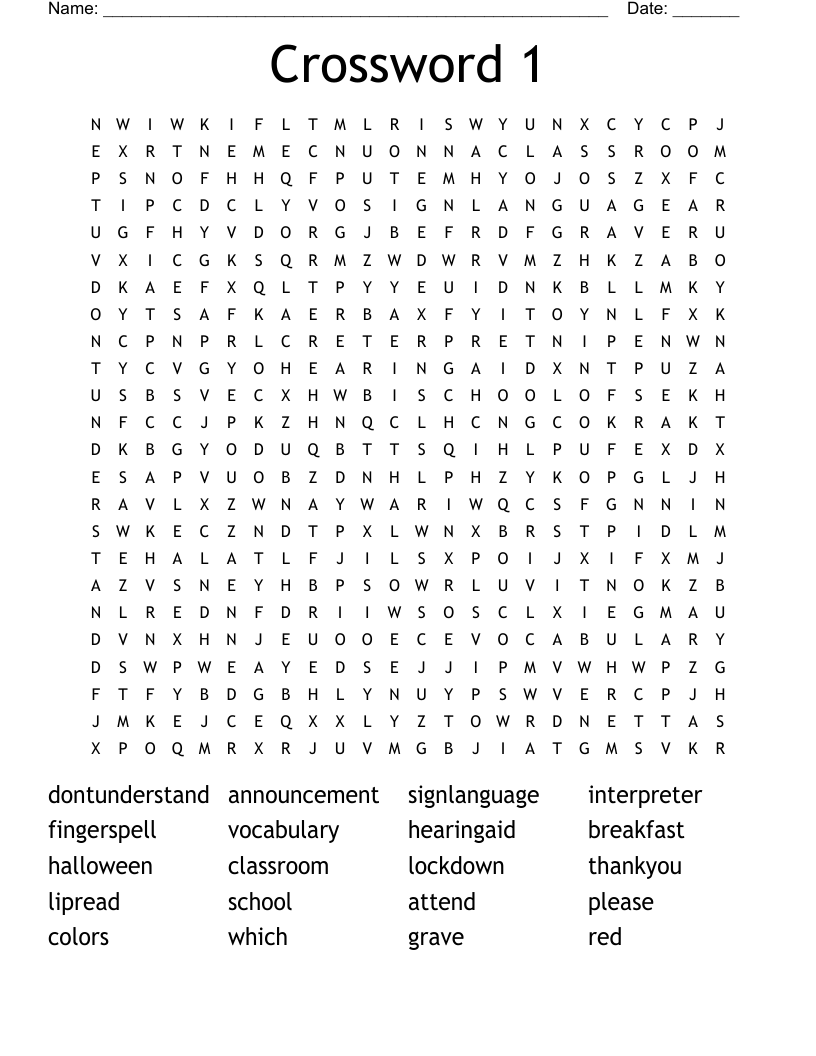 Crossword 1 Word Search