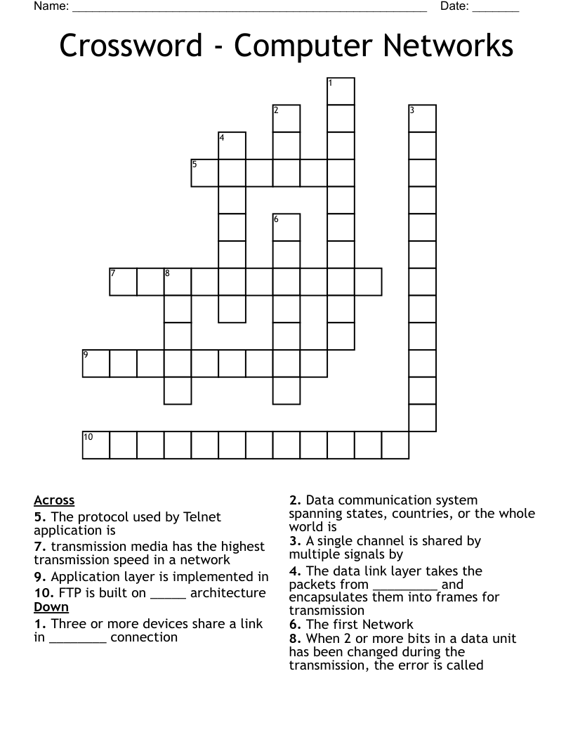 Crossword Computer Networks WordMint