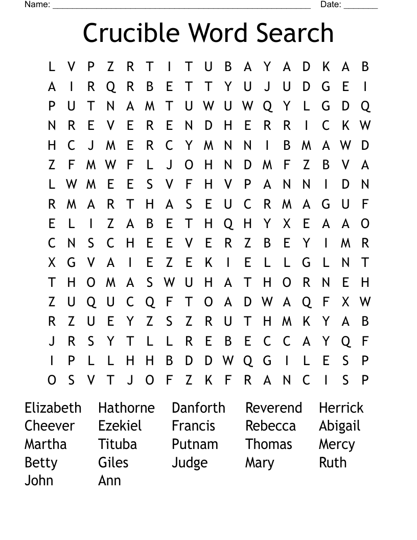 Crucible Word Search