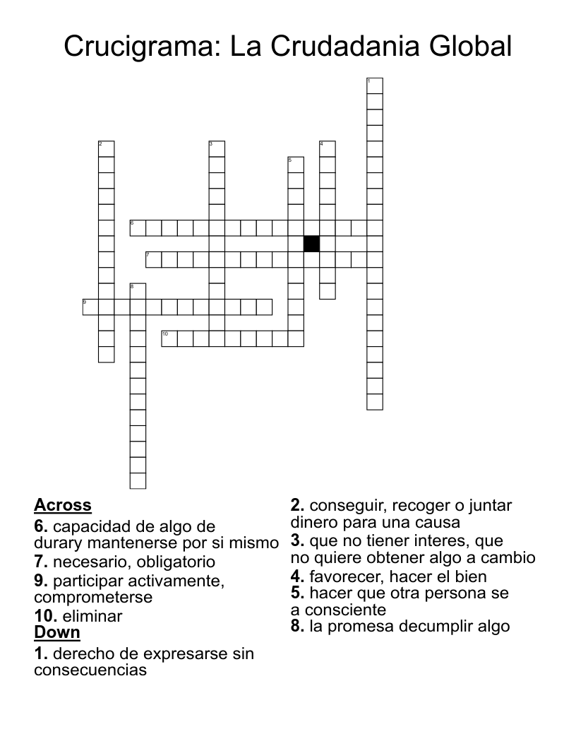 Crucigrama: La Crudadania Global 