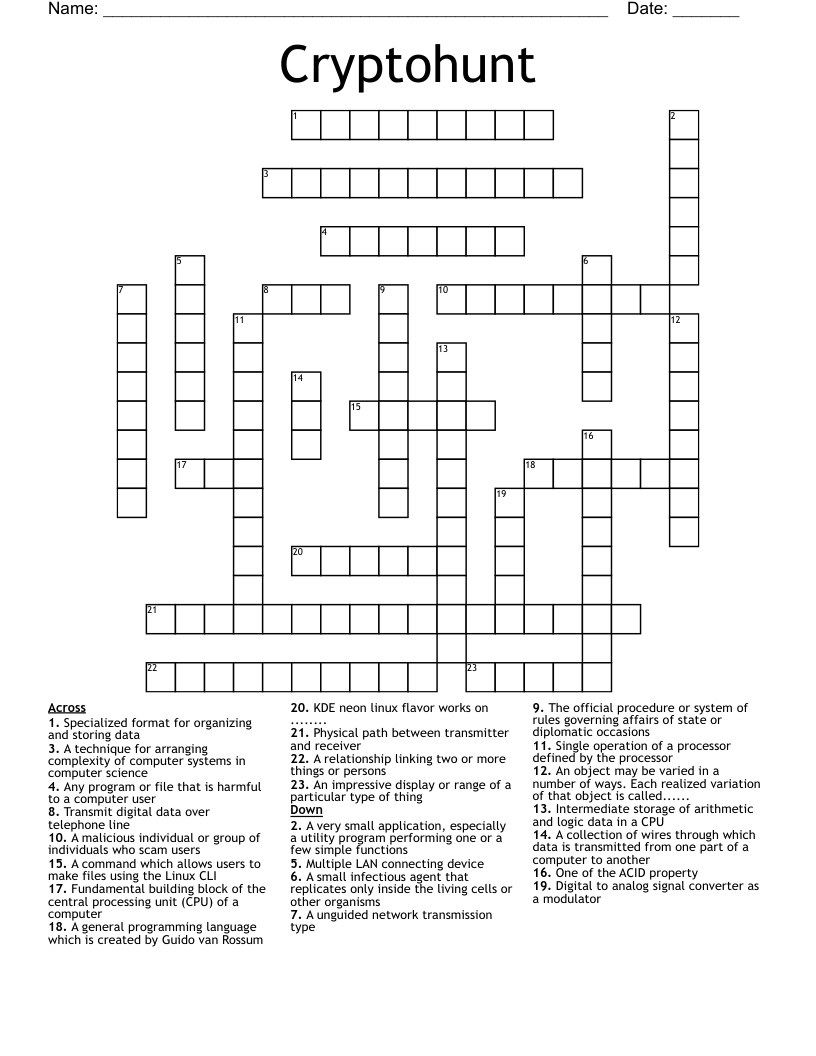 Cryptohunt Crossword