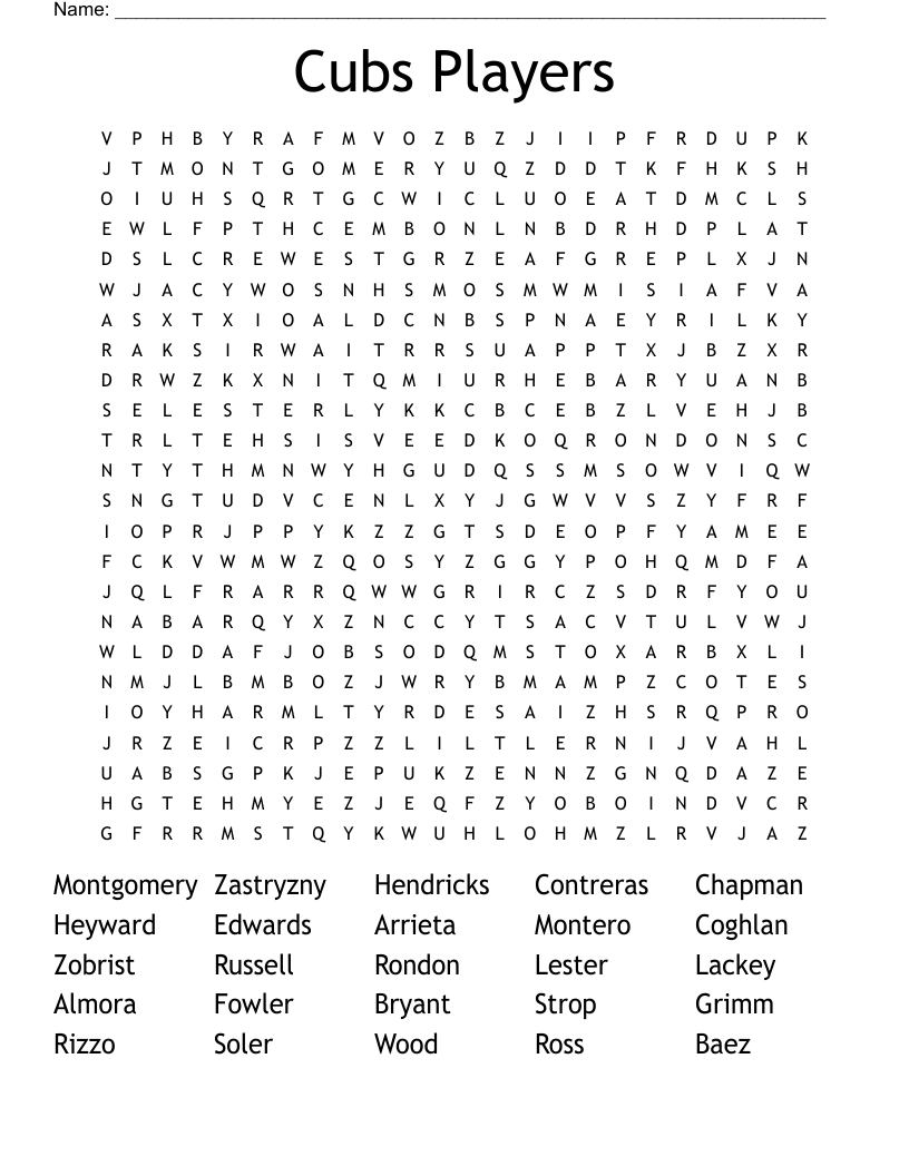 Similar To Chicago Cubs Word Search WordMint Similar To Chicago Cubs Word Search WordMint