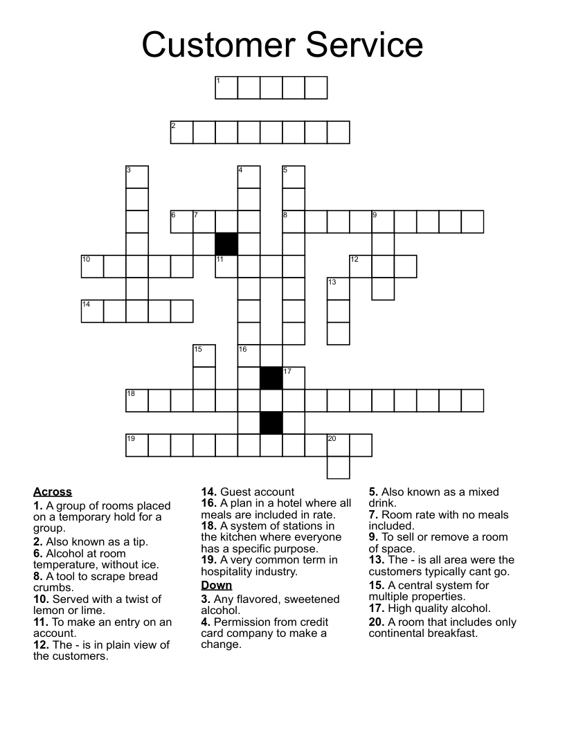 Customer Service Crossword WordMint