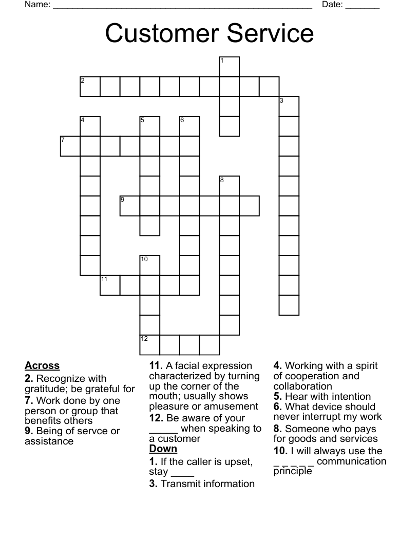 Customer Service Week Crossword WordMint