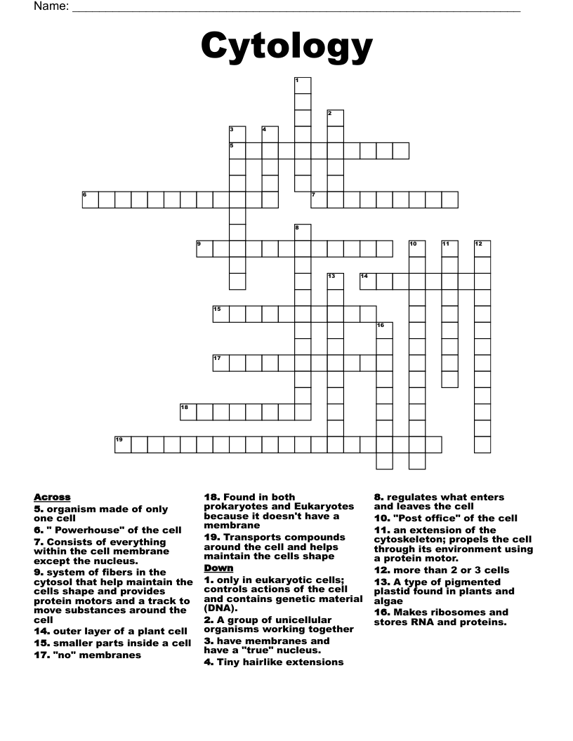 Cytology Crossword