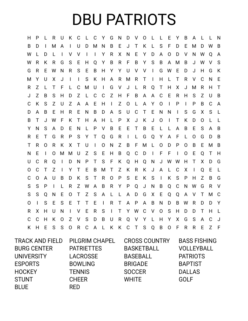DBU PATRIOTS Word Search