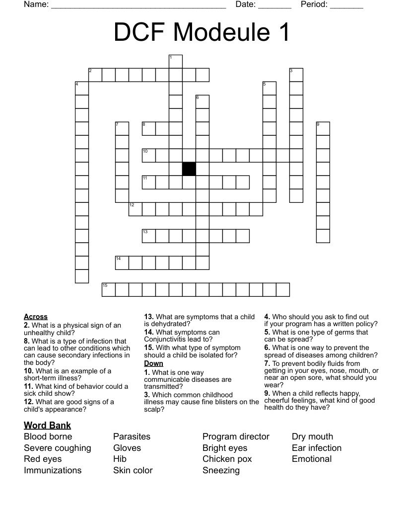 DCF Modeule 1 Crossword